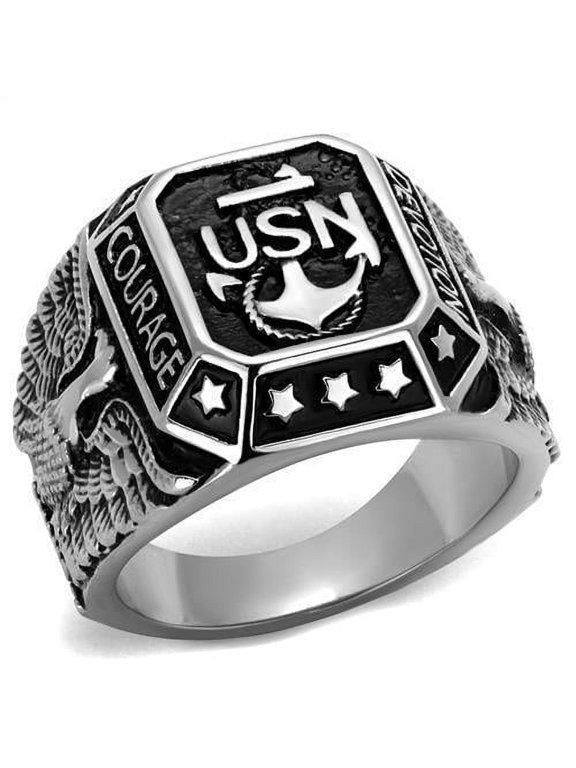 Silver Navy Ring for Men and Women Unisex Courage and Devotion