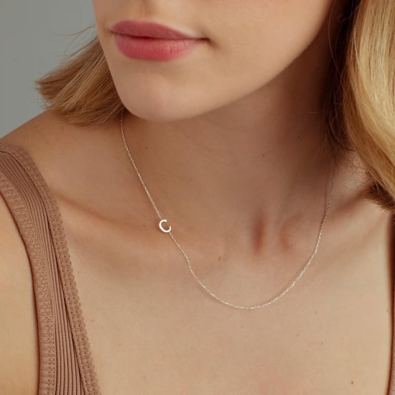 Silver Necklace For Women, Dainty Sideways Letter Necklace Sterling Silver Initial Necklace Cute Name Necklace Personalized Simple Silver Choker Necklaces For Women Trendy Jewelry Gifts[o5523]