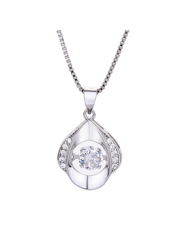 Silver Necklace for Women, Dancing Diamond Cubic Zirconia, Horseshoe Pendant with 18+2 Inch Chain, Anniversary Birthday Valentines Gifts for Her, Women, Wife, Mom, Girlfriend, Lady