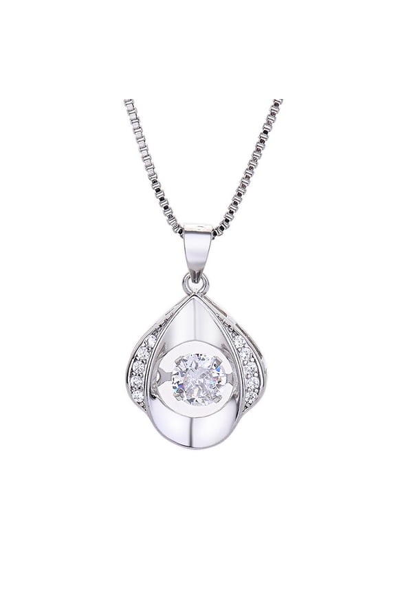 Silver Necklace for Women, Dancing Diamond Cubic Zirconia, Horseshoe Pendant with 18+2 Inch Chain, Anniversary Birthday Valentines Gifts for Her, Women, Wife, Mom, Girlfriend, Lady