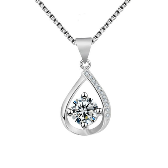 Silver Necklace for Women, Dancing Diamond Cubic Zirconia Pendant Adjustable Chain, Anniversary, Birthday, Gift for Mom, Girlfriend, Wife, Mothers Day