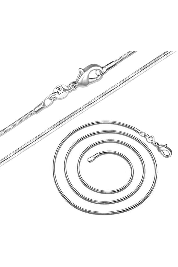 Silver Necklaces For Women 18K Gold Flashed Sterling Silver 1mm Classic Italian Snake Chain Necklace