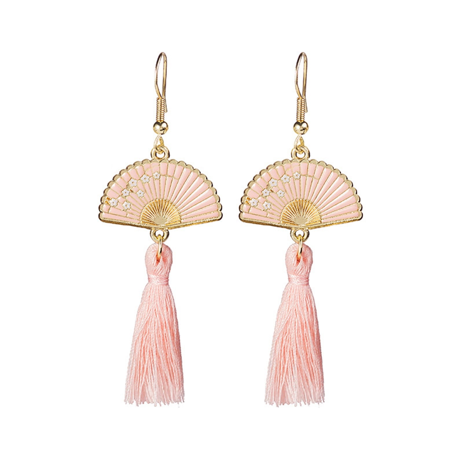 Silver Needle Retro Japanese Fan Flowers And Wind Earrings Cartoon Oil