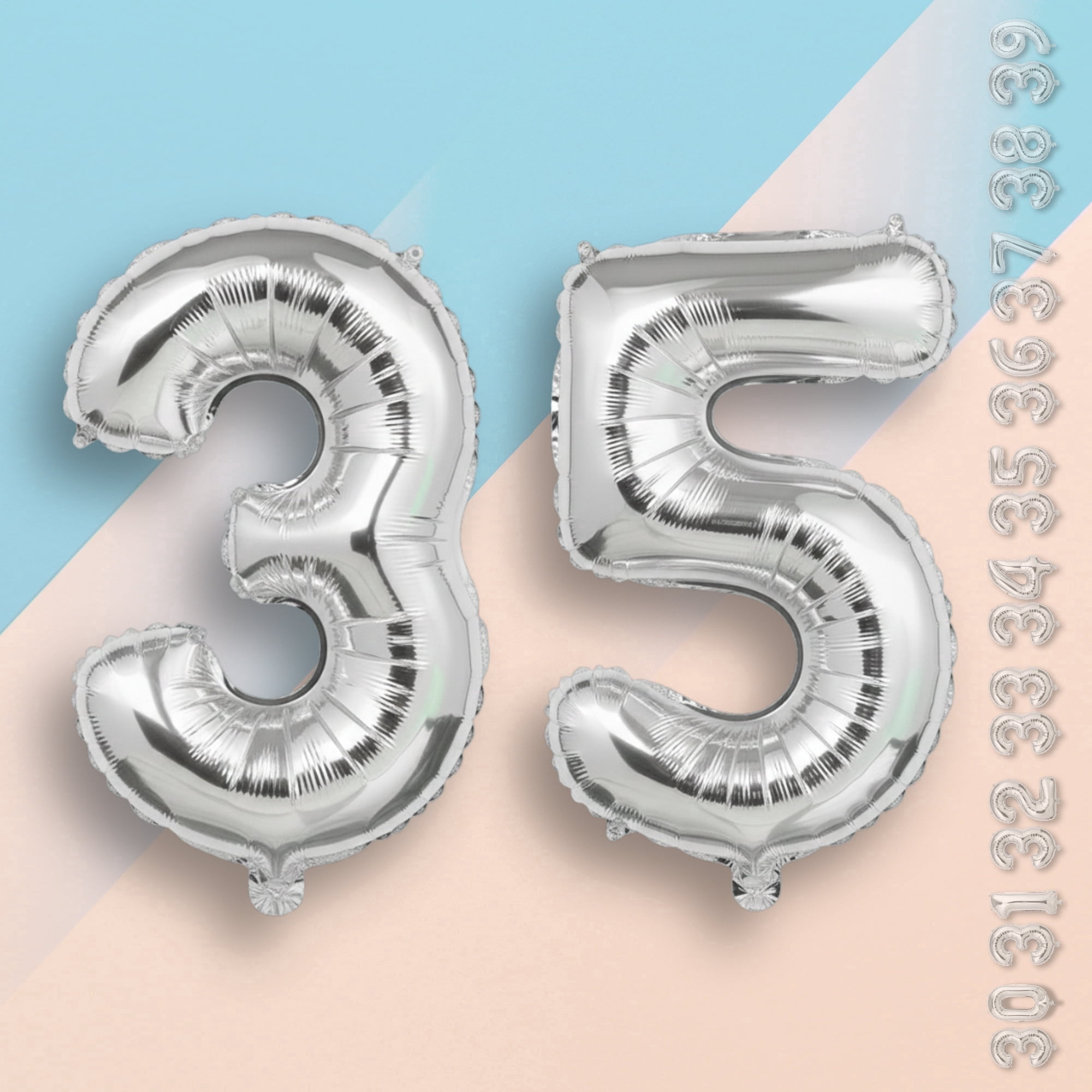Silver Number 35 Mylar Balloon 16