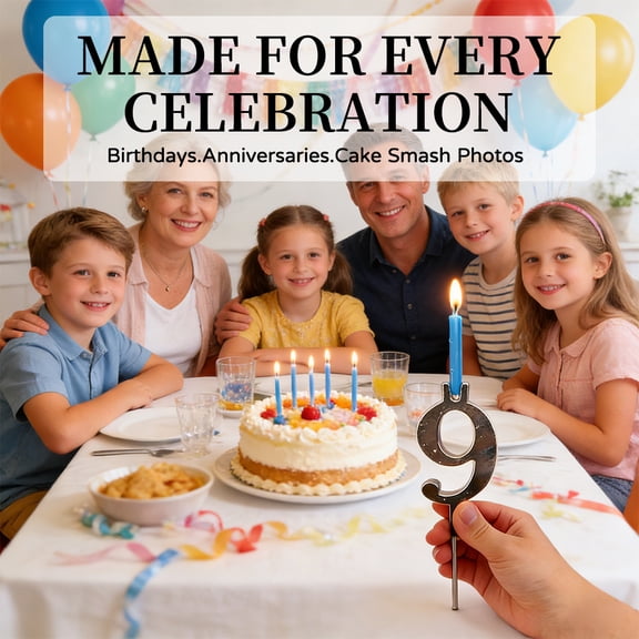 Silver Number Birthday Candle Holder Set - Reusable Adjustable Stands, Cake Topper Decorations for Parties.Candle holders only, candles are not included.(2 set)