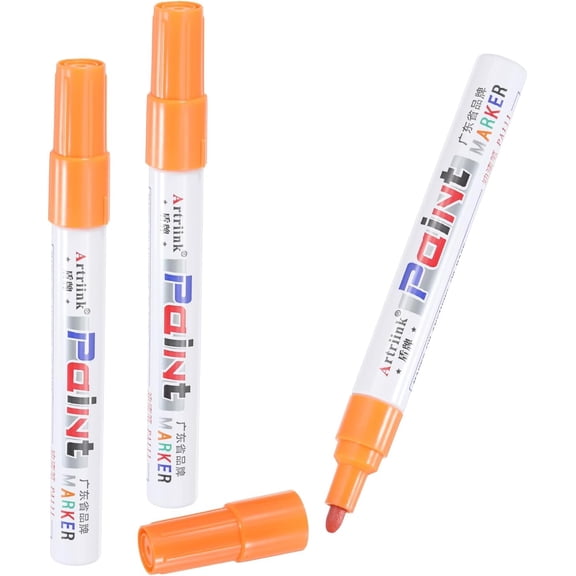 Silver Oil Based Paint Markers Pens, Round Tip Quick Dry and Waterproof Permanent Paint Pen for Metal, Rock, Wood, Fabric, Plastic, Ceramic, Clothes, DIY Crafts