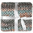 thumbnail image 1 of Silver One International Chunky Knitted Throw Blanket, Dusty Soft Hues, 50" x 60", 1 of 6