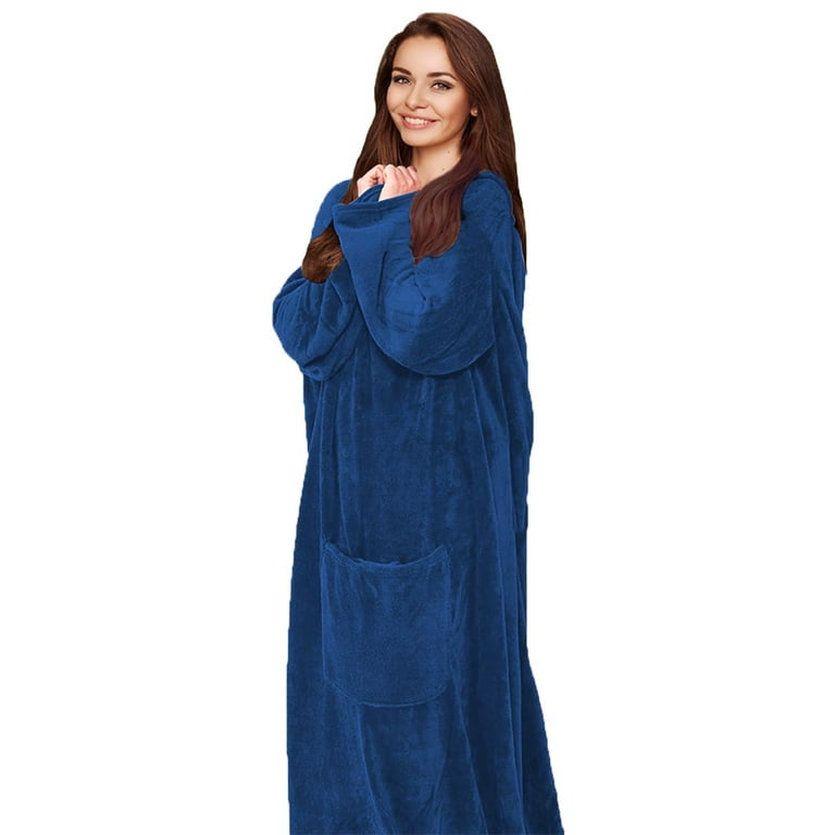 Silver One Luxury Adult Wearable Velvet Plush Throw Blanket Robe 60 x 70 Walmart