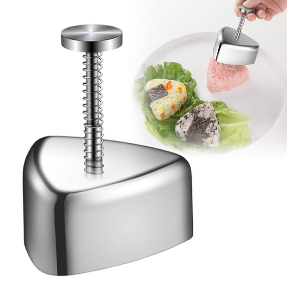 Silver Onigiri Mold, Stainless Steel Rice Ball Mold Sushi Maker, Kitchen Cooking Utensils, Classic Triangle Spam Musubi Mold for Students Lunch Bento and Home DIY Rice Ball (Triangle)
