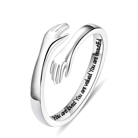 Turandoss S925 Sterling Silver Hug Promise Ring for Wife Her Jewelry Trend Mothers Day Birthday Gifts for Women Girlfriend Teenage Teen Girls