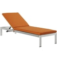 thumbnail image 1 of Modway Shore Outdoor Patio Aluminum Chaise with Cushions in Silver Orange, 1 of 4