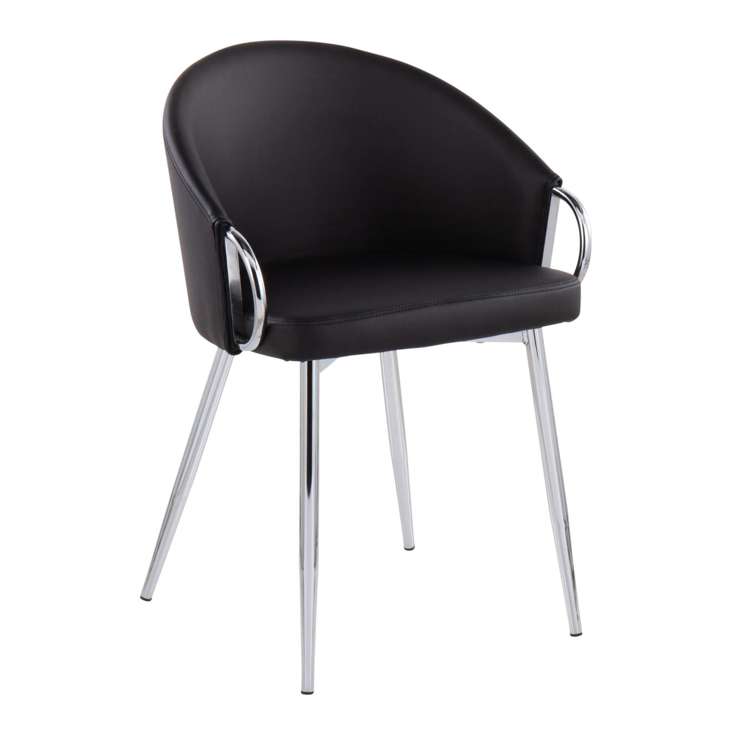 Black Faux Leather Upholstered Side Chair with Metal Frame