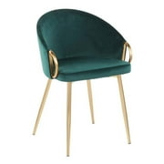 LumiSource Gold Metal, Green Velvet Braided Renee Chair