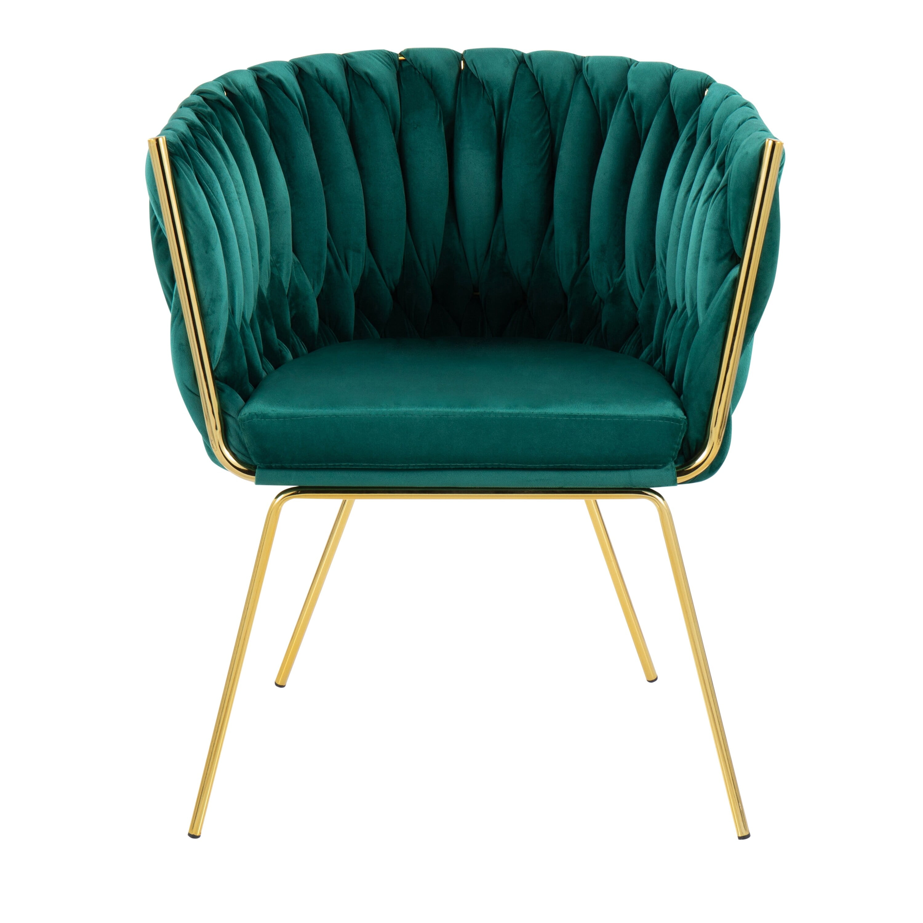 Green Velvet Barrel Accent Chair with Gold Metal Legs