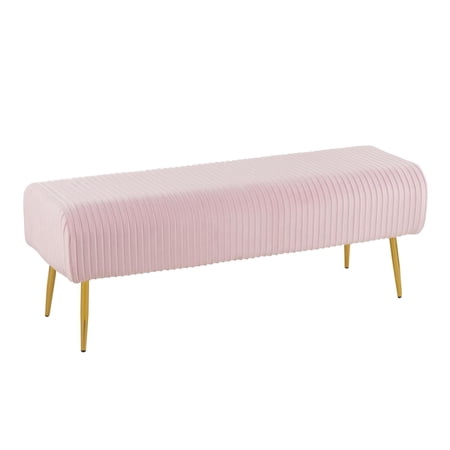 Silver Orchid Corday Pleated Velvet Bench Pink