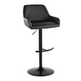 thumbnail image 1 of Silver Orchid  Galotti Adjustable Bar Stool with Rounded T Footrest (Set of 2) Black Faux Leather/Black Metal, 1 of 5