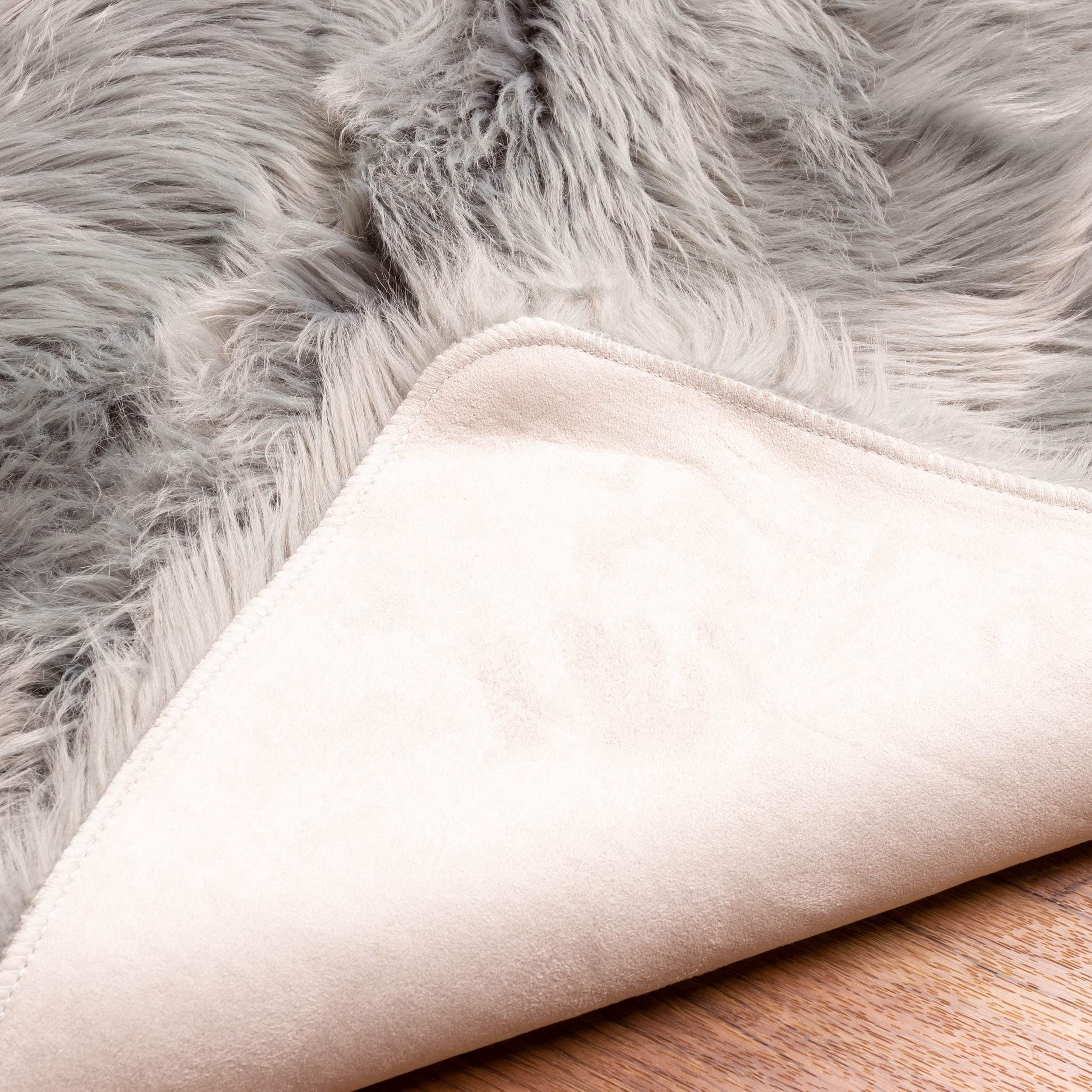 Silver Orchid Parrott Faux Fur Sheepskin Area Rug