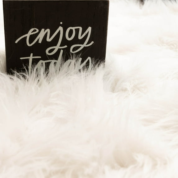 Silver Orchid Parrott Faux Fur Sheepskin Area Rug White 4' x 6' Shaped 4' x 6' Indoor Living Room Novelty