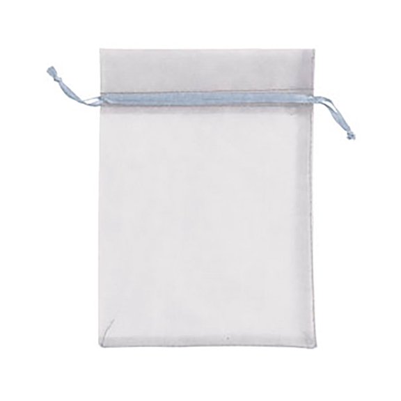 Silver Organza Drawstring Gift Pouches - Case of 100