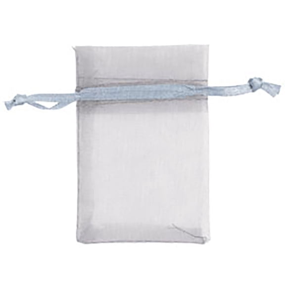Silver Organza Drawstring Pouches - Case of 100