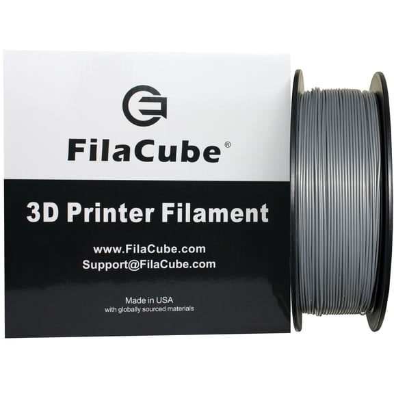 Silver PLA 3D Printer 1.75mm Filament - FilaCube 1.75 mm 1kg PLA 2 3D Printing Plastic Silver Filament [Made in USA] 1 kg/roll