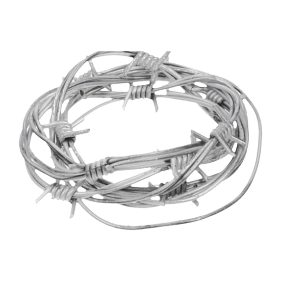 Silver PVC Halloween Barbed Wire Garland – 8.2FT Metallic Fence Prop for Sci-Fi or Futuristic Haunted Themes