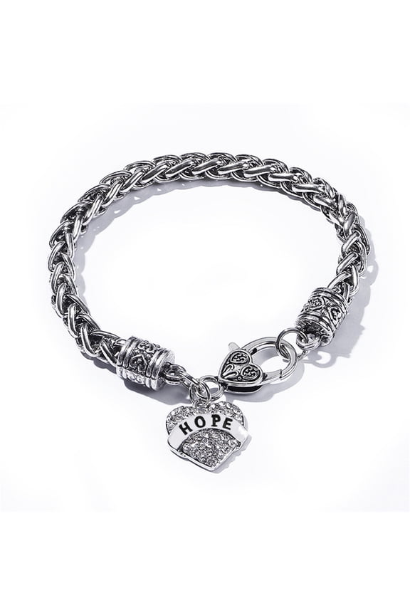 Silver Pave Heart Charm Bracelet with Cubic Zirconia Jewelry,Family Members Heart Bracelets Silver Vintage Carved Chain Bracelets, Charm Bracelet Gifts for Women Mom/Daughter/Grandma/Sister