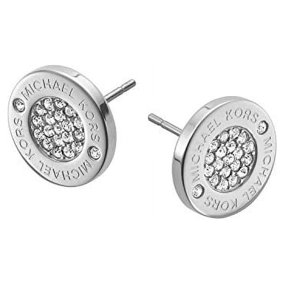 Silver Pave Studs Logo Earrings