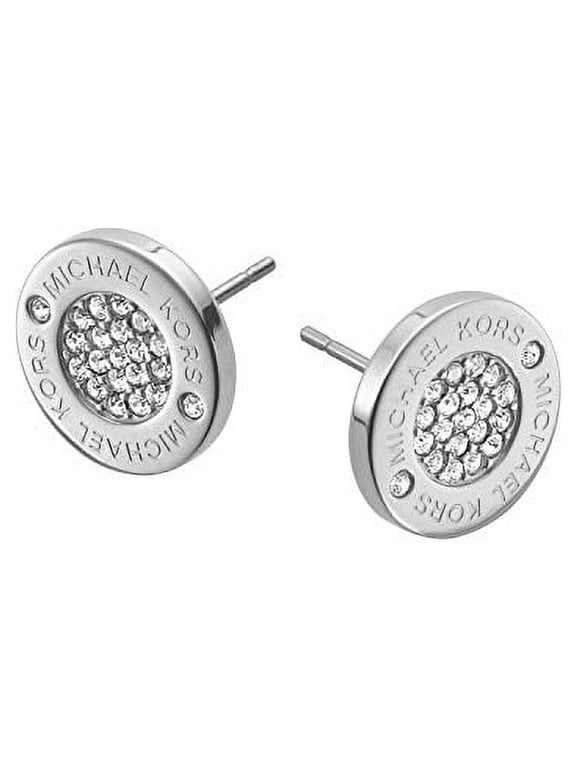 Silver Pave Studs Logo Earrings