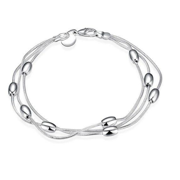 Silver Pearl Beads Multi Strand Bracelet