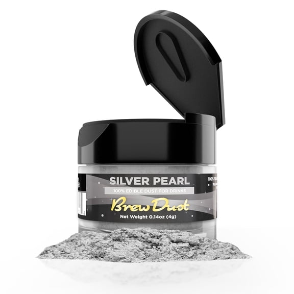 Brew Dust - Silver Pearl Edible Drink Powder - Silky Swirl, Beverage Safe, 4g Jar