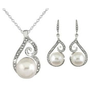 YSEINBH Silver Pearl Rhinestone Set Pearl Necklace Earrings Set Pearls Imitation Wedding Bridal Necklace Earrings Gift For Women