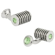 Silver Peridot Swarovski Double Crystal Cufflinks