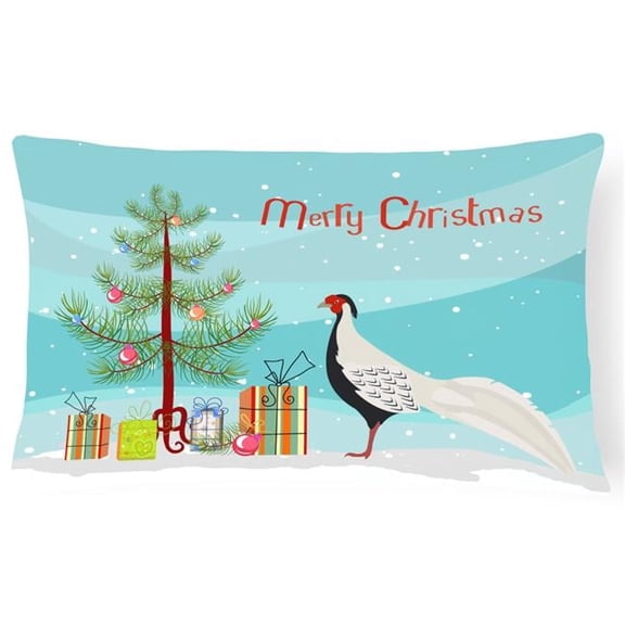 Silver Pheasant Christmas Canvas Fabric Decorative Pillow