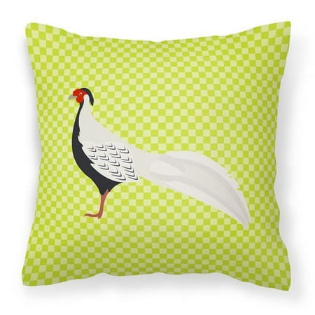 Silver Pheasant Green Fabric Decorative Pillow
