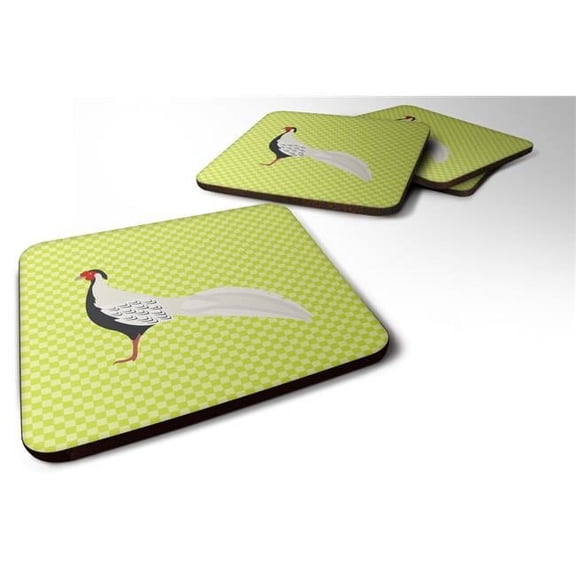 Silver Pheasant Green Foam Coaster, Set of 4