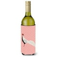 thumbnail image 1 of Silver Pheasant Pink Check Wine Bottle Beverge Insulator Hugger, 1 of 1