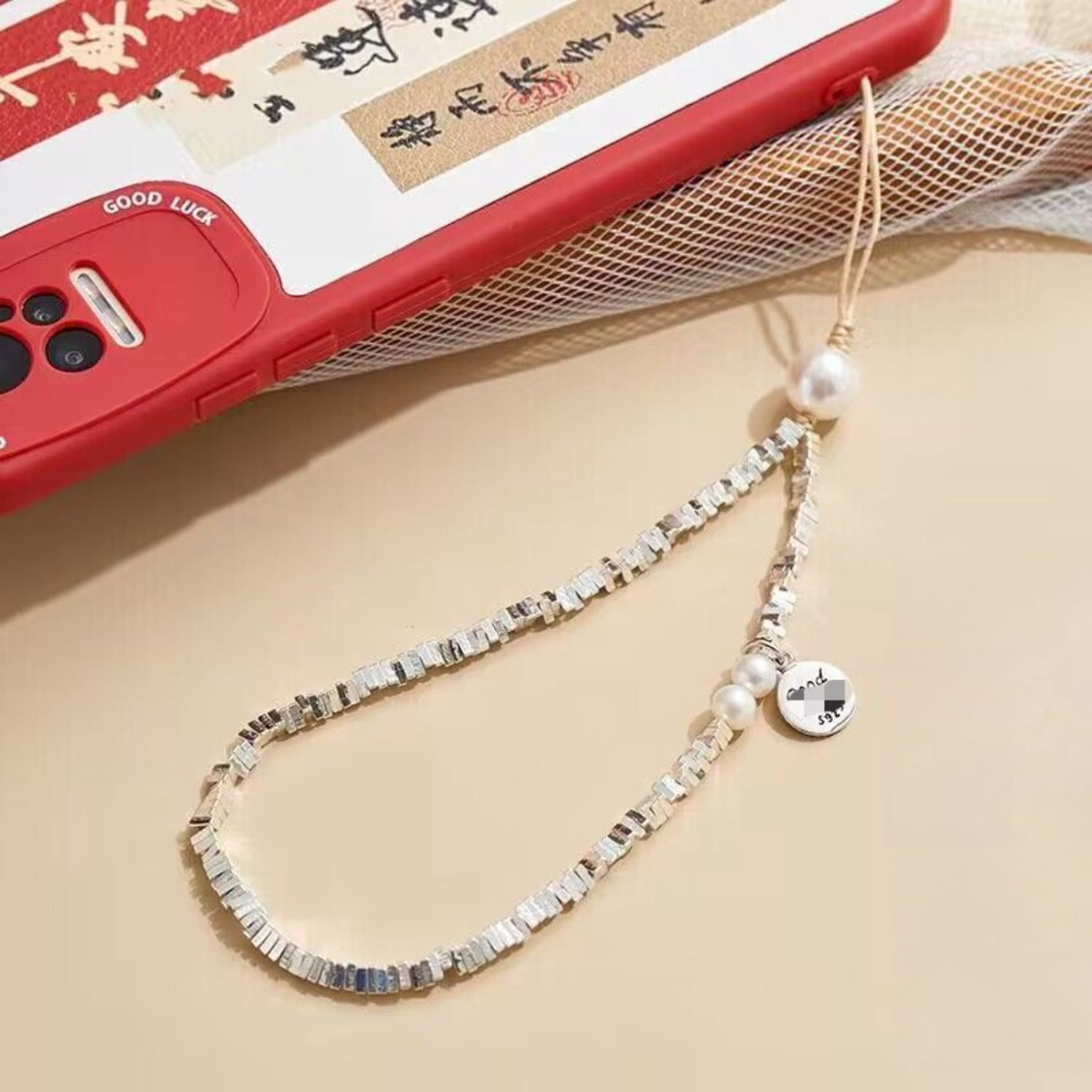 Silver Phone Chain Wrist Strap Anti-Drop Jewelry Lanyard Compatible with Unisex Phone Charm Accessory