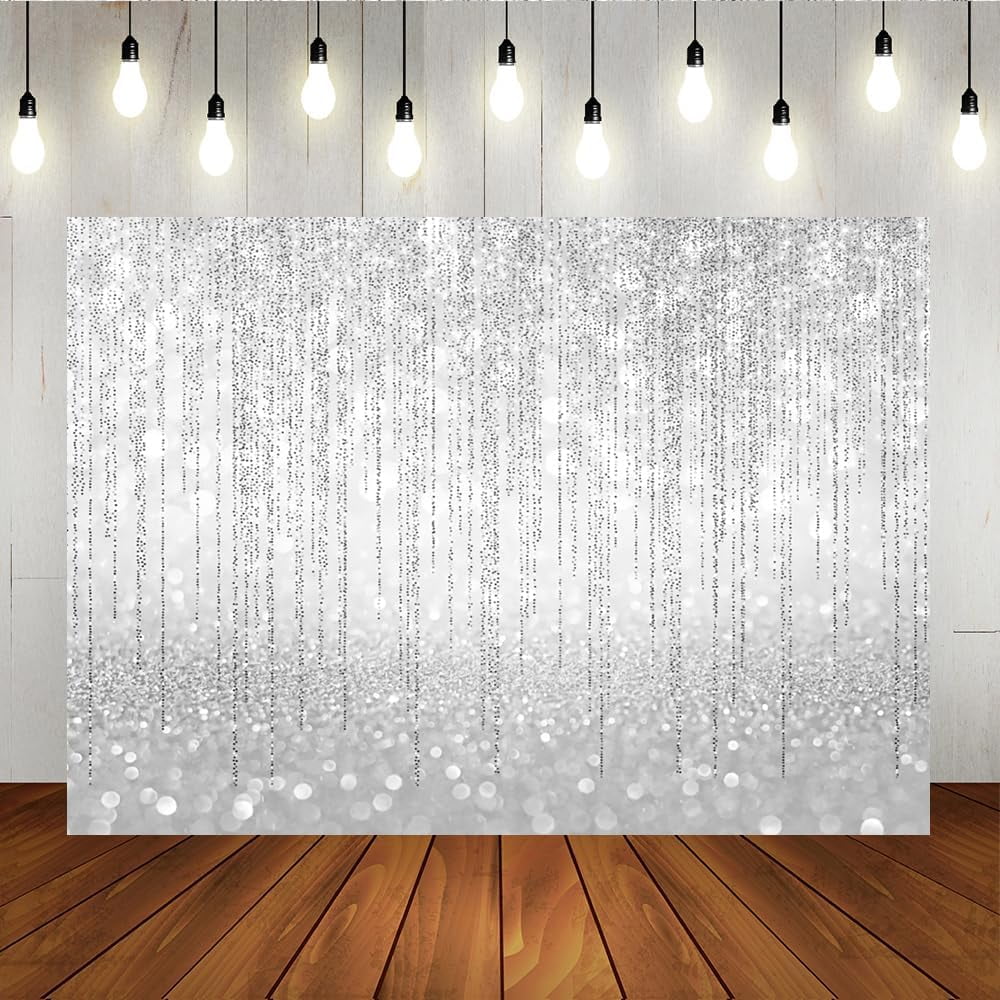 Silver Photography Backdrop Shining Sparkle(Not Real) Birthday Wedding ...