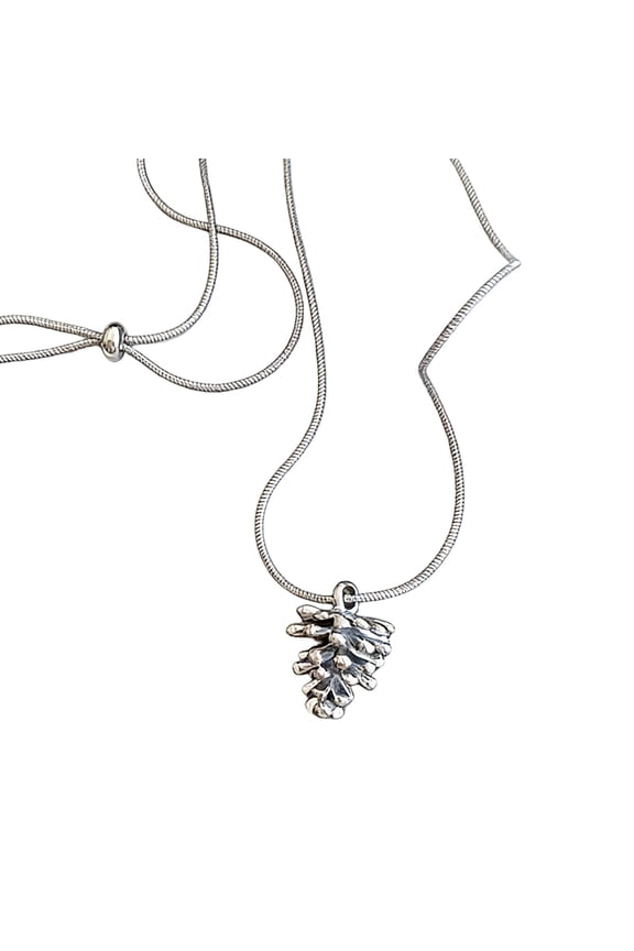 Silver Pine Cone Necklace for Women Adjustable Chain for Birthdays Special Occasions Jewelry Present