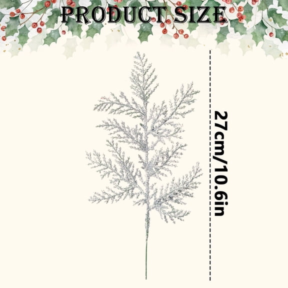 Silver Pine Needle Artificial Flowers * 20 Bunches 20 Bundles Of Artificial Multi Layer Silver Gold Powder Needles For Home Christmas Tree Decoration