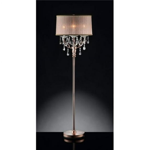 Silver & Pink Faux Crystal Chandelier Floor Lamp