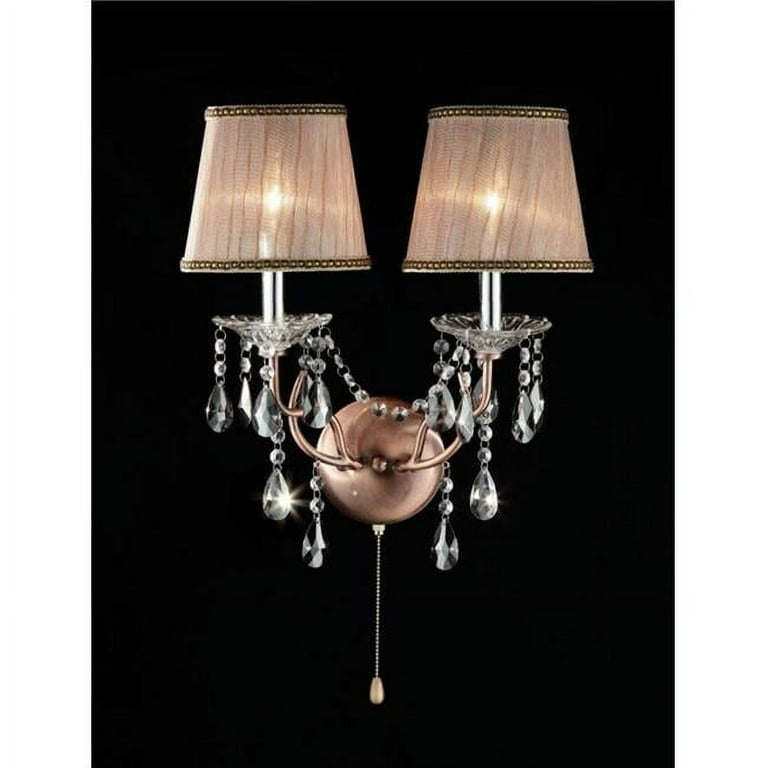 Silver and Pink Faux Crystal Dual Light Hanging Wall Sconce Silver and Pink Faux Crystal Dual Light Hanging Wall Sconce