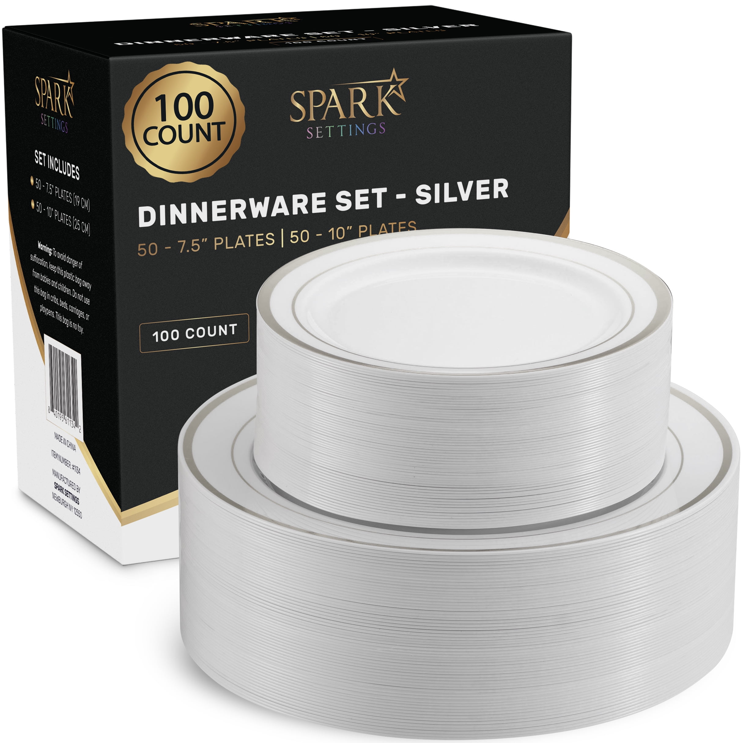 Silver plastic plates for cheap wedding