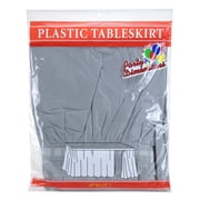 Silver Plastic Table Skirt 29" x 14' Rectangular Party