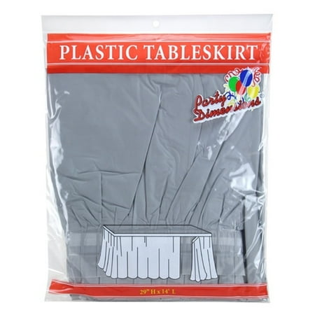 Silver Plastic Table Skirt 29" x 14' Rectangular Party