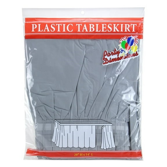 Silver Plastic Table Skirt 29" x 14' Rectangular Party
