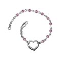 thumbnail image 1 of Silver Plate Bracelet with 4mm June Light Purple Swarovski beads and a Heart medal, 1 of 1