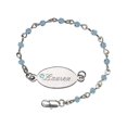 thumbnail image 1 of Silver Plate Bracelet with 4mm March Blue Swarovski beads with an engravable ID in March Blue, 1 of 1