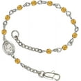 thumbnail image 1 of Silver Plate Bracelet with 4mm November Yellow Fire Polished beads with a Miraculous medal, 1 of 1